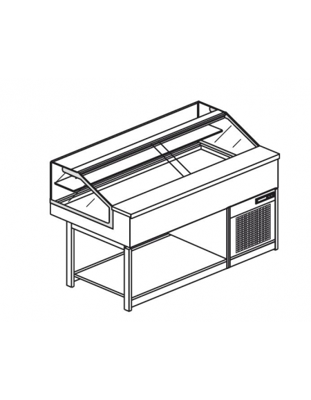 Vetrina fredda vetri dritti bassi da cm. 150 - Refrigerazione statica