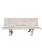 PANCHINA CON SCHIENALE IN CEMENTO CALCESTRUZZO - COLORE BIANCO TRAVERTINO - CM 170X56X68H