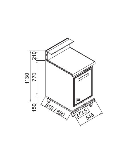 Bancone bar grezzo da rivestire refrigerato STATICO 1 sportello con bancalina - cm 54,5x65x113h-Motore esterno escluso 