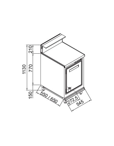 Banco bar refrigerato grezzo da rivestire da cm. 062