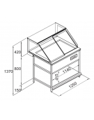 Vetrina calda Bagnomaria piano forato da cm. 100