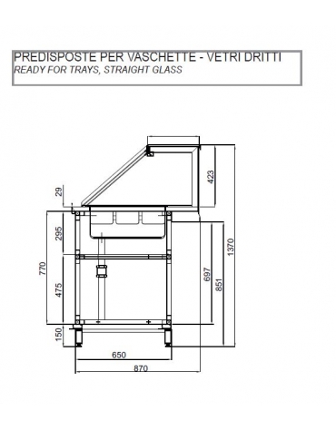 Vetrina calda Bagnomaria piano forato da cm. 100