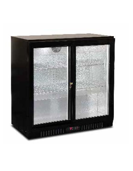 Frigorifero sottobanco orizzontale per bibite con 2 porte scorrevoli - Lt. 208 - temperatura +1°/+10°C - cm 90x50x86h