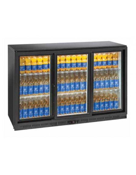 Frigorifero sottobanco orizzontale per bibite 3 porte scorrevoli - Lt. 318 - Temperatura +1°/+10°C - cm. 135,5x50x86h