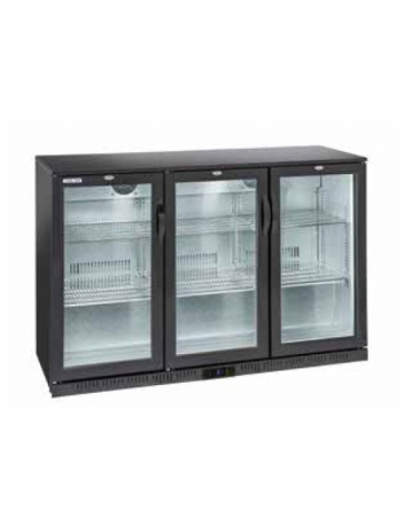 Frigorifero sottobanco orizzontale per bibite 3 porte a battenti- refrigerazione Roll-Bond con ventola +1/+10°C  - cm 135x52x90h