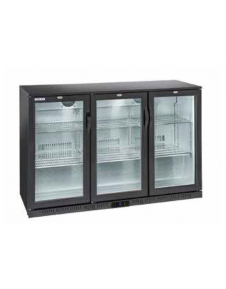 Frigorifero sottobanco orizzontale per bibite 3 porte a battenti- refrigerazione Roll-Bond con ventola +1/+10°C  - cm 135x52x90h