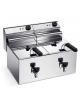 Friggitrice da banco 2 vasche con rubinetto di scarico Lt 10+10 Trifase