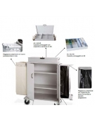 Carrello portabiancheria armadiato in lamiera di acciaio completo di cassetta Portaoggetti - cm 160x62x118h