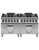 Cucina a gas, 8 fuochi con 2 forni a gas statici - cm 160x90x85h