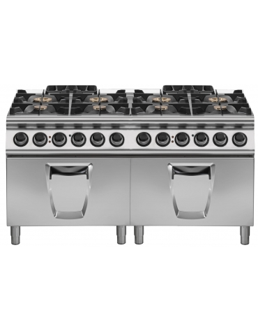 Cucina a gas, 8 fuochi con 2 forni a gas statici - cm 160x90x85h