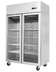 Armadio frigorifero inox con doppia porta in vetro a battente Lt. 900-Refrigerazione ventilata 0° +8°C-CLASSE B-cm 120x73x195h