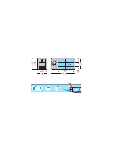 Vetrina refrigerata da banco Prisma Dimensioni: larghezza mm.1052, profondità mm.436, altezza mm.510