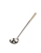 Mestolo in acciaio inox con impugnatura in legno naturale - cm ø 13,8