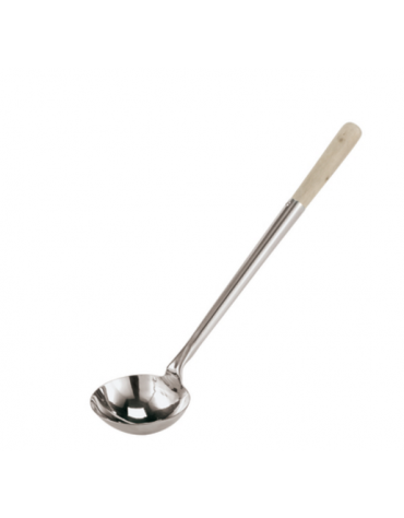 Mestolo in acciaio inox con impugnatura in legno naturale - cm ø 13,8