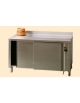 Tavolo armadiato caldo inox scaldapiatti riscaldato con ante scorrevoli e alzatina - cm 100x70x85/90h