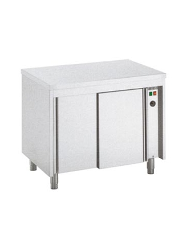 Tavolo armadiato tamburato caldo inox cm. 100x60x85/90h