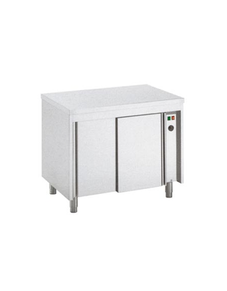 Tavolo armadiato tamburato caldo inox cm. 100x60x85/90h