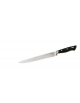 Coltello affettare in acciaio inox con manico in speciale materiale plastico colore nero - cm 25