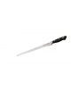 Coltello prosciutto alveolato in acciaio inox con manico in speciale materiale plastico colore nero - cm 30