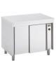 Tavolo armadiato tamburato inox caldo scaldapiatti riscaldato con ante scorrevoli - cm 160x70x85/90h