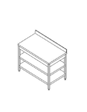 Tavolo inox con due ripiani cm. 70x60x85/90h