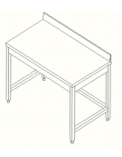 Tavolo inox con cornice e alzatina cm.  90X60X85/90H