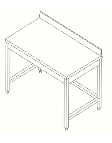 Tavolo inox con cornice e alzatina cm.  130X60X85/90H