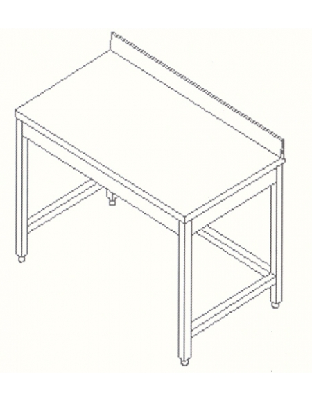 Tavolo inox con cornice e alzatina cm.  230X60X85/90H