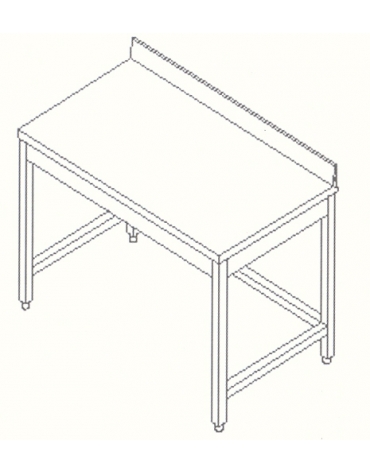 Tavolo inox con cornice e alzatina cm.  240X60X85/90H