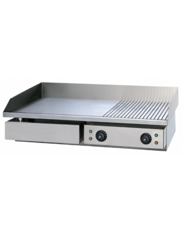 FRY TOP ELETTRICO DA BANCO CON PIASTRA CROMATA 2/3 LISCIA E 1/3 RIGATA - mm 735x530x245h