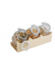 Espositore cereali in legno con 3 vasi da Lt 2 con coperchio ermetico. - Base in colore acero - cm  43x17x13,5h