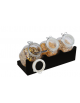 Espositore cereali in legno con 3 vasi da Lt 2 con coperchio ermetico. - Base in colore wengè - cm  43x17x13,5h