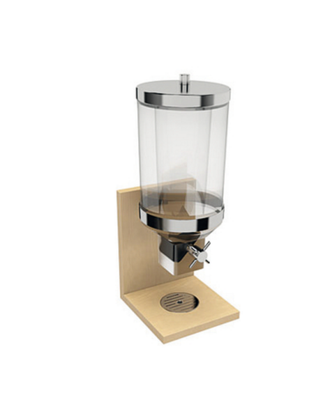 Distributore cereali in  acciaio inox, legno, SAN - colore acero - cm 21x20x55,5h - lt 4,5