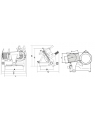 AFFETTATRICE PROFESSIONALE A GRAVITA' LAMA DA 38,5 CM - CON MANOPOLE E PIEDINI IN ALLUMINIO-PIATTO CM 35x32