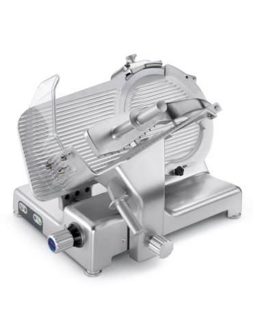 AFFETTATRICE PROFESSIONALE A GRAVITA' LAMA DA 38,5 CM - CON MANOPOLE E PIEDINI IN ALLUMINIO-PIATTO CM 35x32