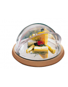 Vetrina refrigerata, 3 pz - piano in acciaio inox, base in legno - coperchio escluso - cm  ø 43,5x4,5h