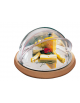 Vetrina refrigerata, 3 pz - piano in acciaio inox, base in legno - coperchio escluso - cm  ø 43,5x4,5h