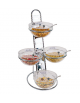 Espositore 3 piani in acciaio cromato - con 4 ciotole ø cm 23 + coperchi - cm 39x31x66h