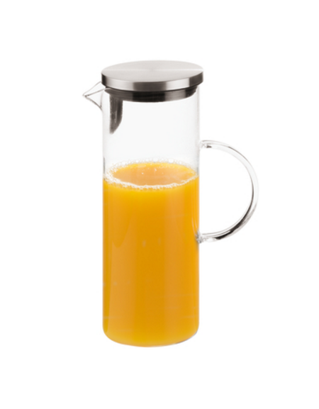 Nuance colore: Rosso 32,5 x 9 x 9 cm Caraffa multiuso 1 l in vetro e acciaio inox 