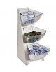 Multi-distributore in acciaio inox a 3 piani - canestri in SAN da 1 litro circa - cm 19x24x41h