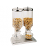 Distributore cereali duo in acciaio inox con 2 contenitori lt. 4,5 cad. in polietilene - cm 22x35x52h