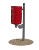 Cestino gettarifiuti per esterno in acciaio ROSSO RUBINO / GRIGIO MICACEO - Da interrare - cm 30x52x110h