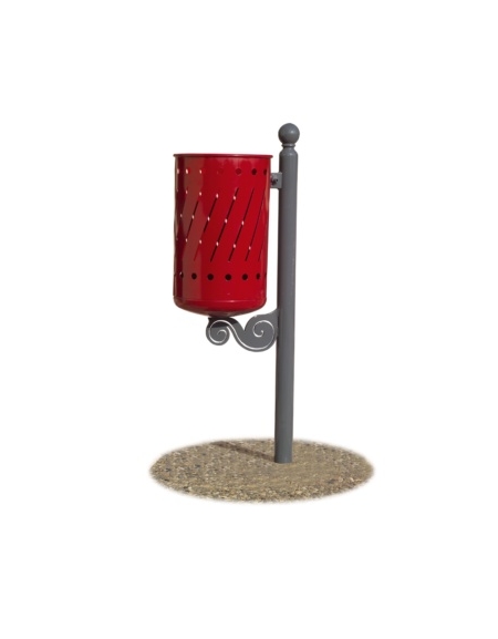 Cestino gettarifiuti per esterno in acciaio ROSSO RUBINO / GRIGIO MICACEO - Da interrare - cm 30x52x110h