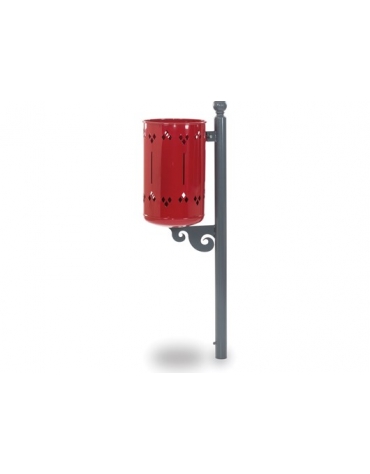 Cestino gettarifiuti per esterno in acciaio COLORE RAL 7011-3003   - Da interrare - cm 30x52x110h