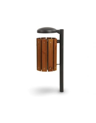 Cestino portarifiuti per esterno in legno impregnato e verniciato con tettuccio  - Da interrare - Capacità Lt 28 - cm 31x48x104h