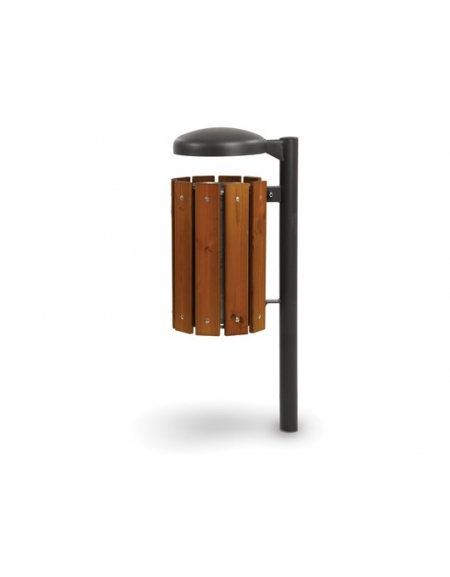 Cestino portarifiuti per esterno in legno impregnato e verniciato con tettuccio  - Da interrare - Capacità Lt 28 - cm 31x48x104h