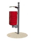 Cestino portarifiuti per esterno in acciaio con coperchio -  ROSSO RUBINO / GRIGIO MICACEO  - Da interrare - cm 35x52x120h
