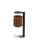 Cestino portarifiuti in legno con listoni di iroko - Capacità litri 33 - filo pavimento - cm 34x46x105h