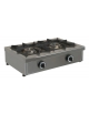 Fornellone a gas inox doppio professionale da banco 2 Fuochi da 6,5 Kw cadauno - Potenza: 6500 + 6500W cm. 68 x 49 x 21h