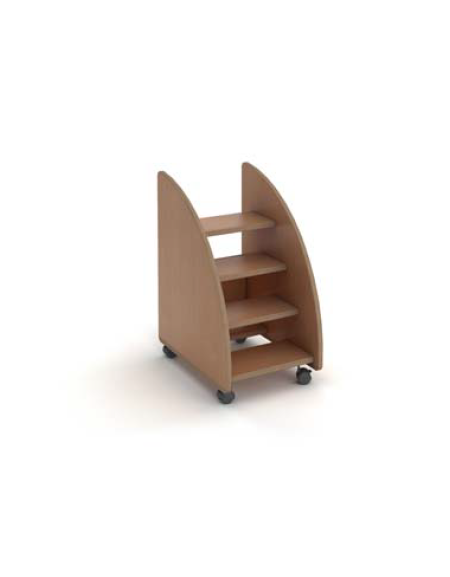 Scaletta in multistrato di faggio per fasciatoio con ruote dotate di freno - cm 35x50x60h